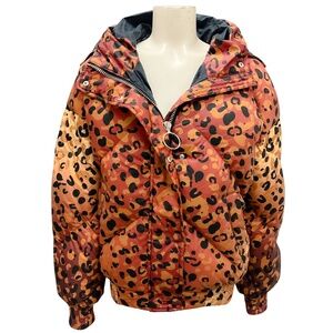 IENKI IENKI TAN / BROWN / BLACK DUNLOPE LEOPARD PRINT DOWN PUFFER JACKET
